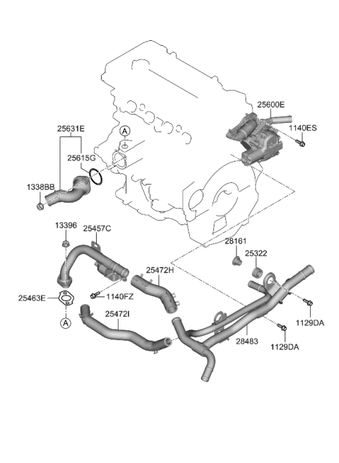 2019 Kia Rio Coolant Pipe & Hose Diagram 2