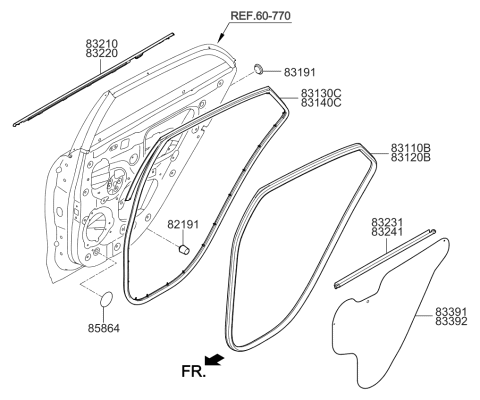 2019 Kia Rio WEATHERSTRIP-Rear Door Belt Inside Diagram for 83231H8000