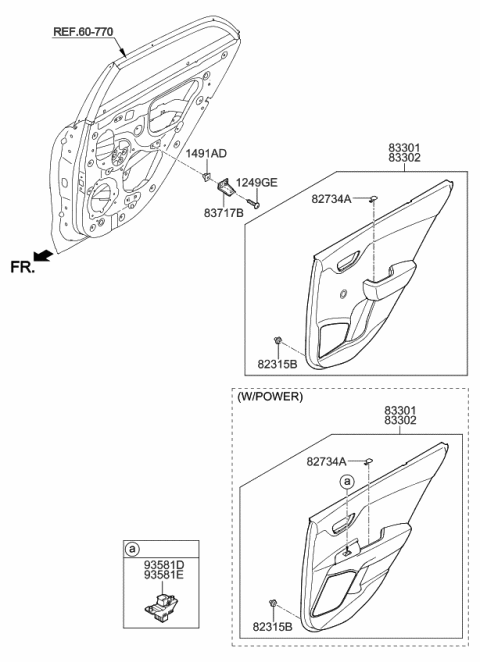 2020 Kia Rio Rear Door Trim Diagram