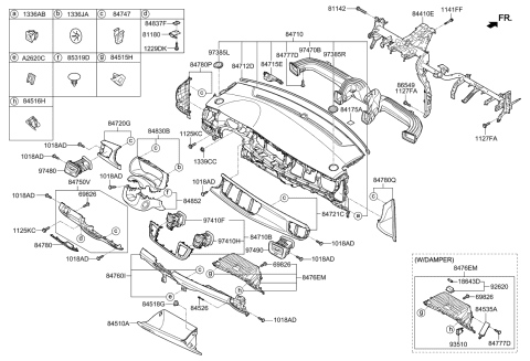 2018 Kia Rio Panel Assembly-Cluster Facia Diagram for 84830H9000WK