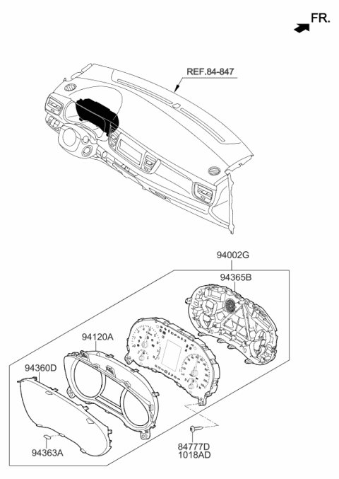 2018 Kia Rio Cluster Assembly-Instrument Diagram for 94011H9030