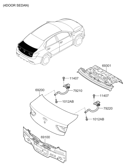 2019 Kia Rio Panel Assembly-Trunk Lid Diagram for 69200H9000