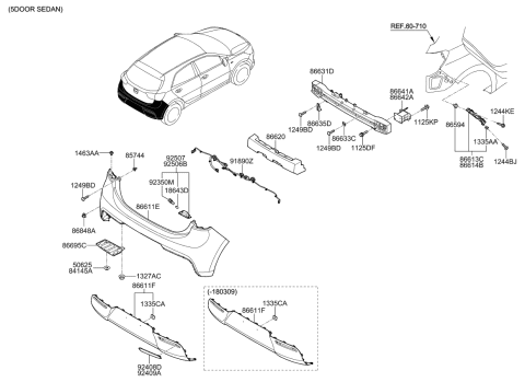 2019 Kia Rio Rear Bumper Diagram 1