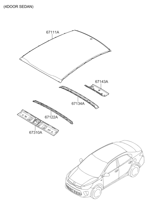 2020 Kia Rio Roof Panel Diagram 1