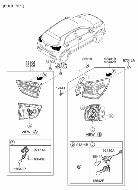 2020 Kia Rio Lamp Assembly-Rear Combination Diagram for 92404H9200