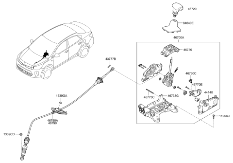 2018 Kia Rio Boot Assembly-Shift LEVE Diagram for 84640H8100WK