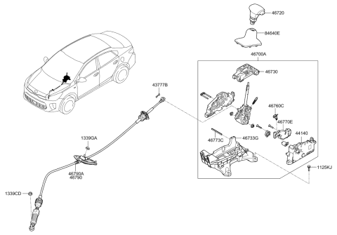 2018 Kia Rio Bracket-Lever Mounting Diagram for 46733H2100