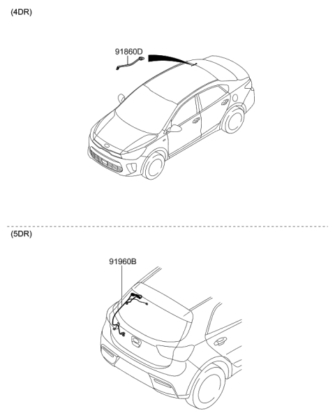 2018 Kia Rio Wiring Assembly-Tail Gate Diagram for 91680H9150