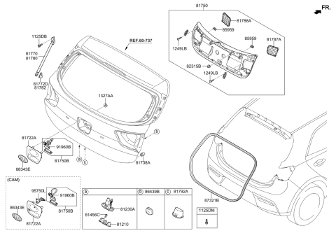 2018 Kia Rio Tail Gate Trim Diagram