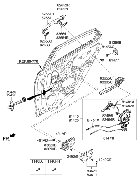 2018 Kia Rio Door Outside Handle Assembly Diagram for 82661H805000
