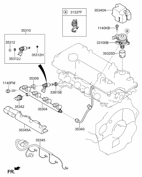 2019 Kia Rio Throttle Body & Injector Diagram 1