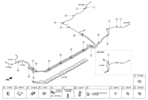 2019 Kia Rio Clamp-Fuel Tube Diagram for 31325A5000