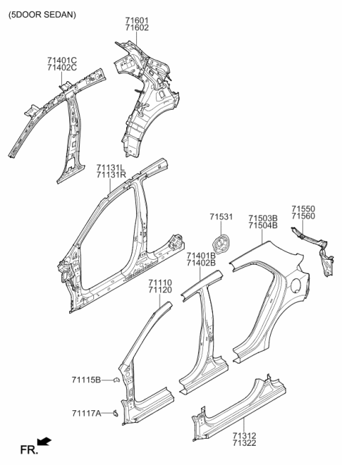 2018 Kia Rio Extension Assembly-Quarter Outer Diagram for 71560H9000