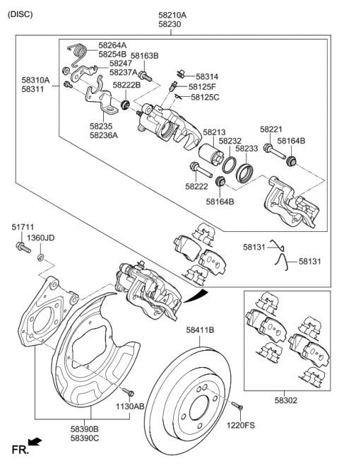 2020 Kia Rio Splash Shield, Right Diagram for 58391H8000