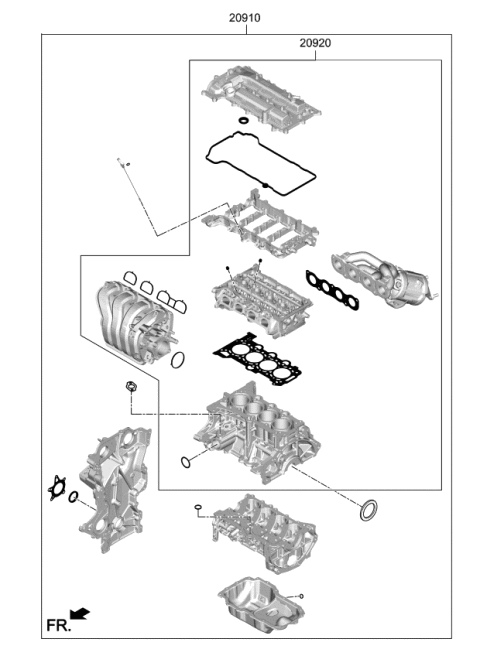 2020 Kia Rio Gasket Kit-Engine Ov Diagram for 209102MK00