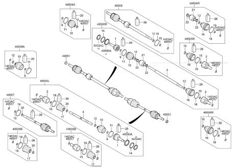 2019 Kia Rio Joint & Shaft Kit-Front Diagram for 49526H9200