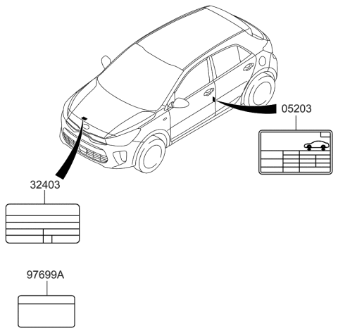 2020 Kia Rio Label-Emission Diagram for 324502MSC6