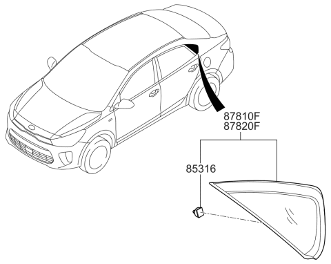 2018 Kia Rio Quarter Window Diagram