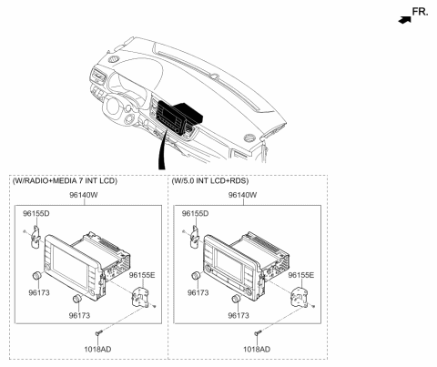 2019 Kia Rio Bracket-Set Mounting,RH Diagram for 96176H8100