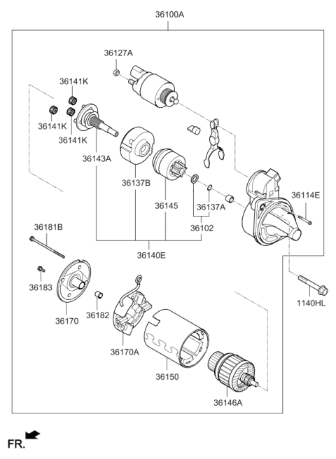 2020 Kia Rio Starter Assembly Diagram for 361002B804