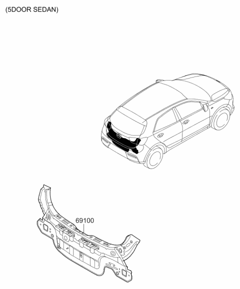 2020 Kia Rio Back Panel & Trunk Lid Diagram 2