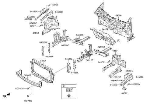 2020 Kia Rio Fender Apron & Radiator Support Panel Diagram