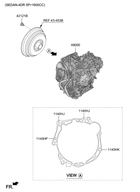 2020 Kia Rio TRANSAXLE Assembly-CVT Diagram for 480002H001