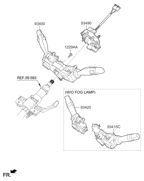 2018 Kia Rio Switch Assembly-Multifunction Diagram for 93400H8750