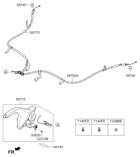 2019 Kia Rio Cable Assembly-Parking Brake Diagram for 59760H9300