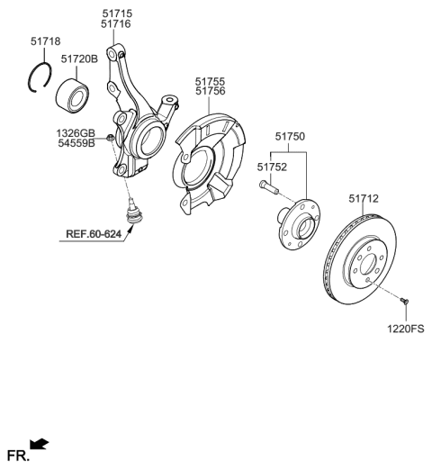 2018 Kia Rio Disc-Front Wheel Brake Diagram for 51712H8500