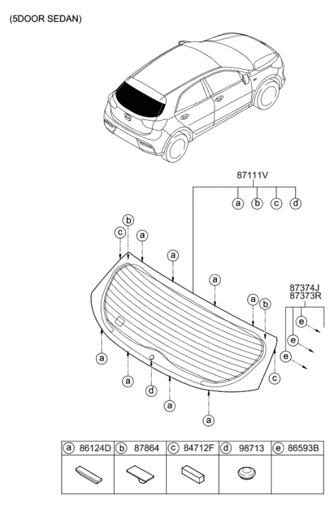 2019 Kia Rio GARNISH-Tail Gate Upper,R Diagram for 87370H8200WK