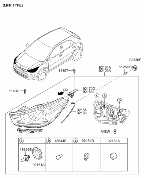 2018 Kia Rio Head Lamp Diagram 1