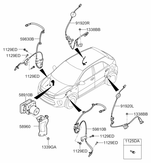 2019 Kia Rio Cable Assembly-Abs Ext,R Diagram for 91921H9300
