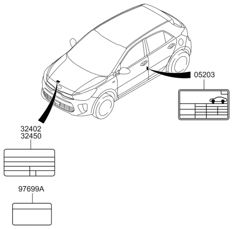 2018 Kia Rio Label-Tire Pressure Diagram for 05203H9210