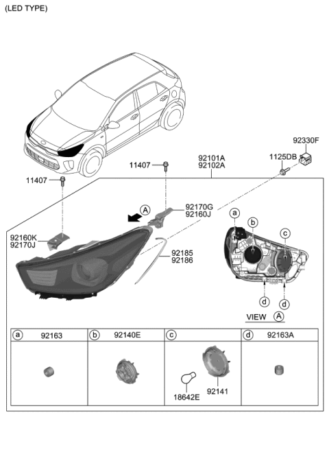 2019 Kia Rio Headlamp Dust Cap Assembly Diagram for 921402W600