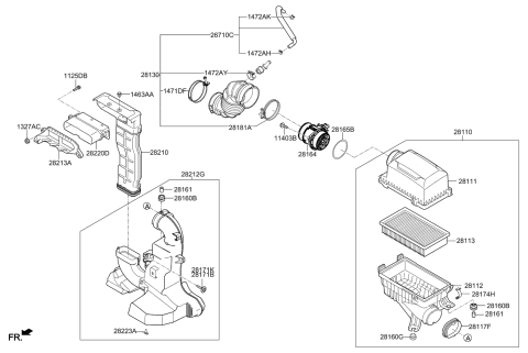 2019 Kia Rio Air Cleaner Assembly Diagram for 28110H9600