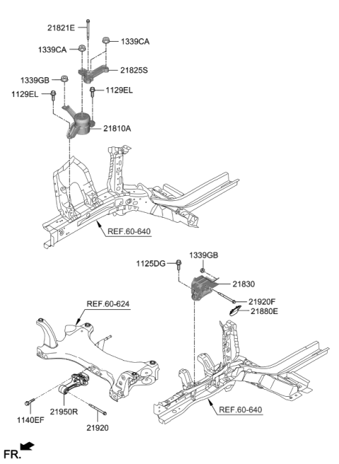 2020 Kia Rio Engine Mounting Support Bracket Diagram for 21825H9000