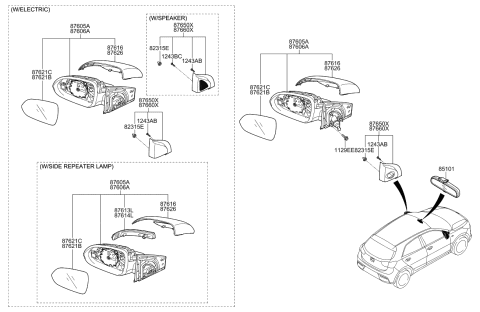 2020 Kia Rio Outside Rear G/Holder Assembly Diagram for 87611H9000