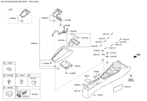 2019 Kia Rio Console Diagram 1