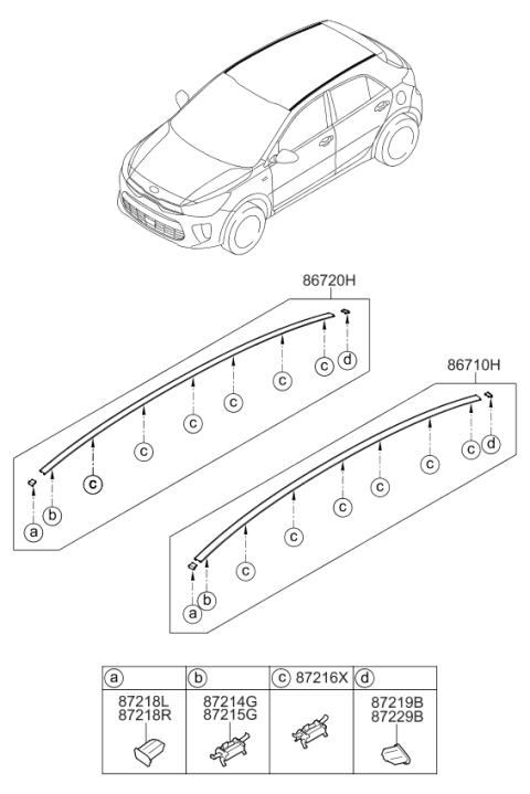 2020 Kia Rio Roof Garnish & Rear Spoiler Diagram