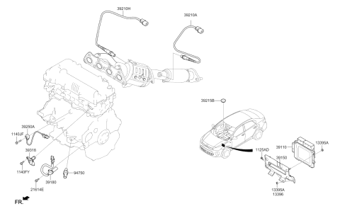 2018 Kia Rio Bracket-Pcu Diagram for 391092B590