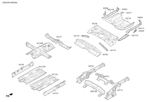 2018 Kia Rio Member Assembly-Rear Floor Diagram for 65710H9000