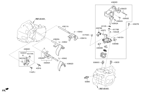 2019 Kia Rio Gear Shift Control-Manual Diagram