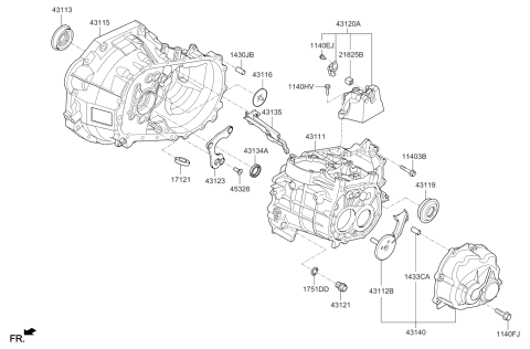 2020 Kia Rio Transaxle Case-Manual Diagram