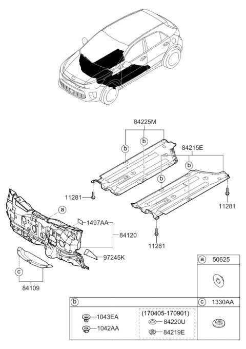 2018 Kia Rio Cover-Under Center Floor Diagram for 84215H8000