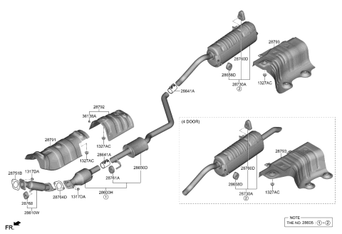 2019 Kia Rio Center Muffler Complete Diagram for 28605H9800