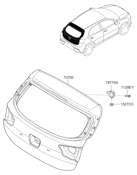 2020 Kia Rio Panel Assembly-Tail Gate Diagram for 73700H9000