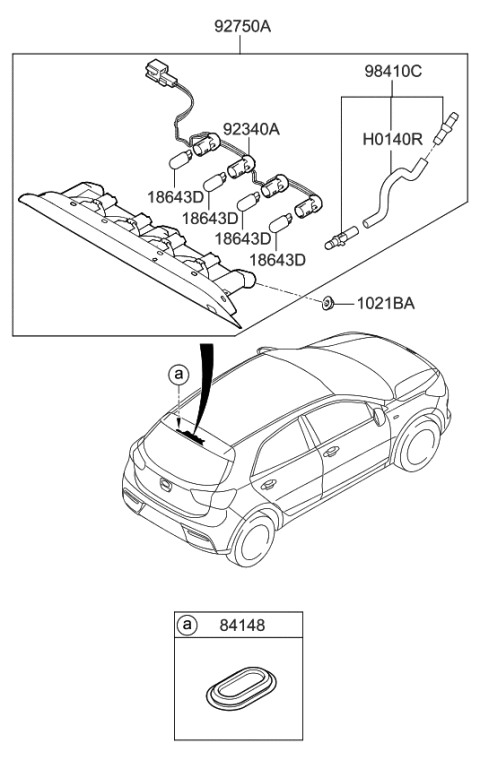 2019 Kia Rio Lamp Assembly-High Mounted Stop Diagram for 92700H9010