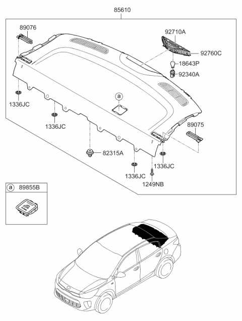 2020 Kia Rio Rear Package Tray Diagram