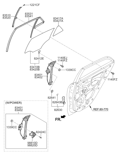 2020 Kia Rio Channel Assembly-Rear Door Diagram for 83510H9300